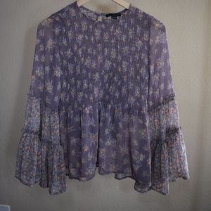lavender floral print top